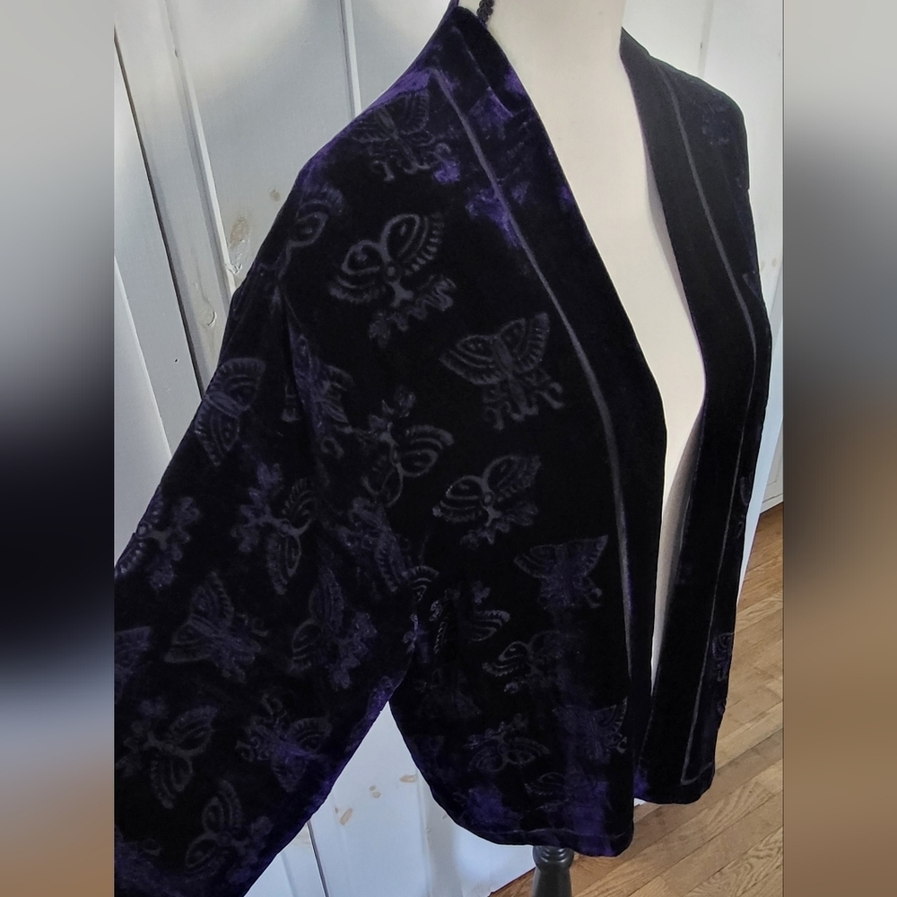Chico's Purple Burnout Open Front Cardigan Jacket